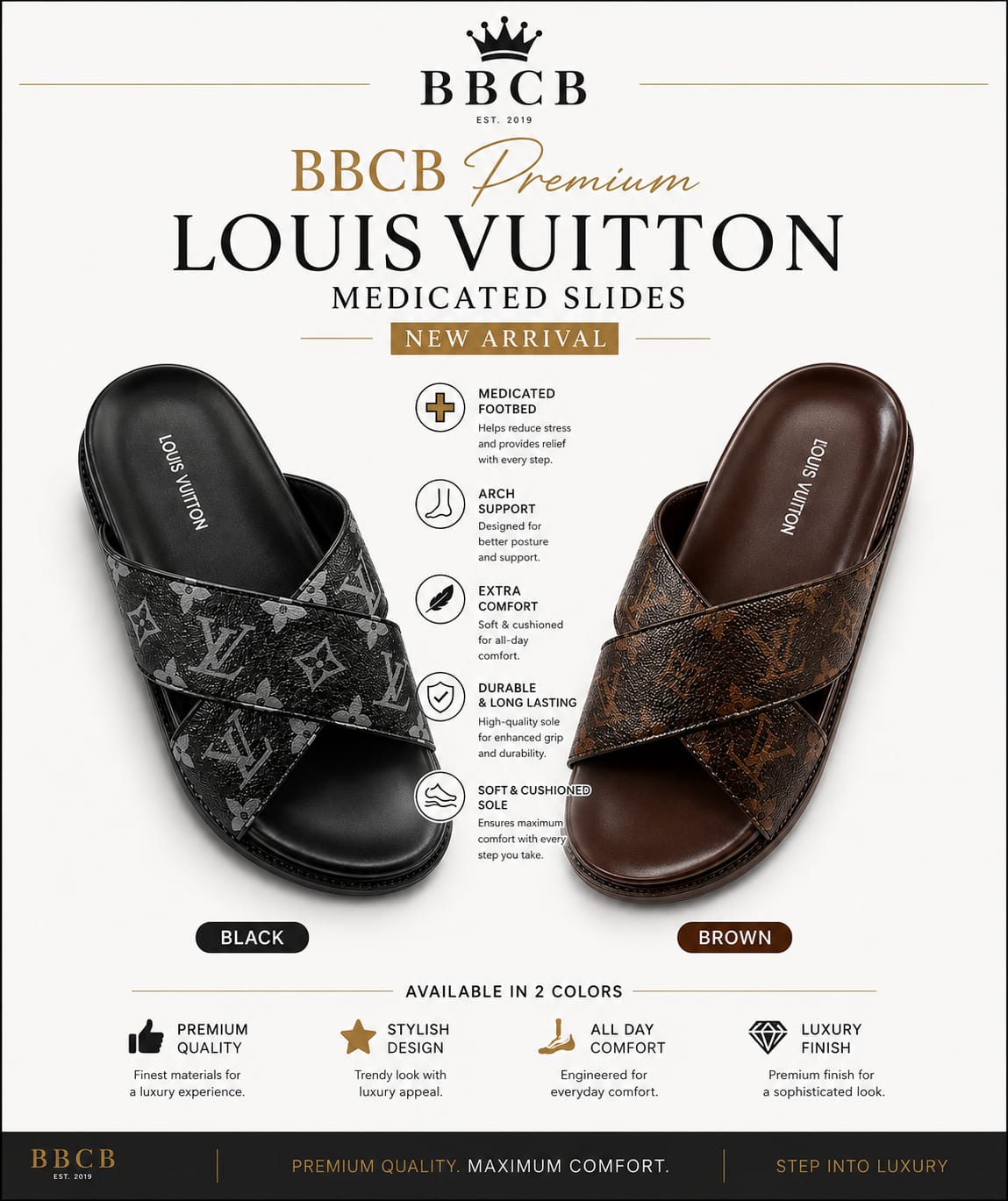 Louis Vuitton Medicated Slides – Premium Comfort Designer-Inspired Slip-On Sandals