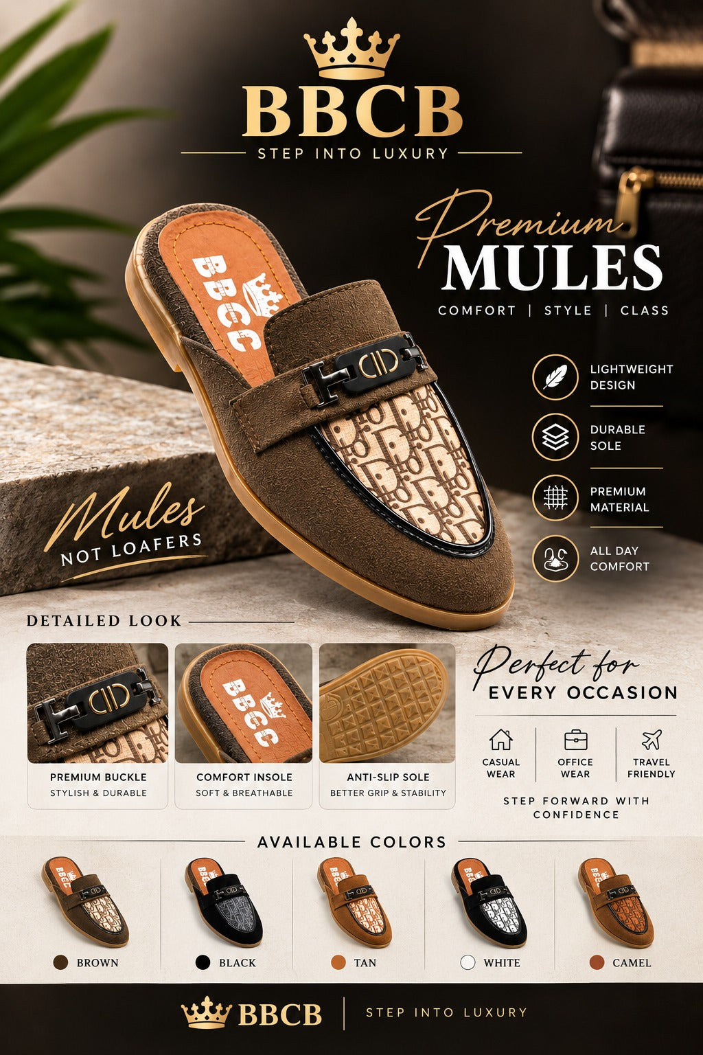 Men’s Premium Mules | Luxury Casual Slip-On Shoes | Comfortable & Stylish Footwear