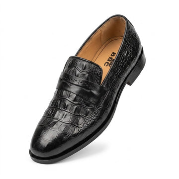 BBCB Premium Handmade Genuine Leather Loafers – Classic Crocodile Texture | Men’s Formal & Casual Shoes