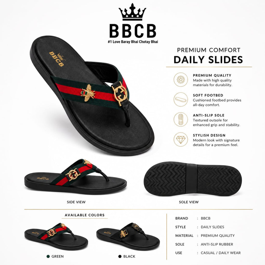 BBCB Premium Men’s Casual Flip Flop Sandals