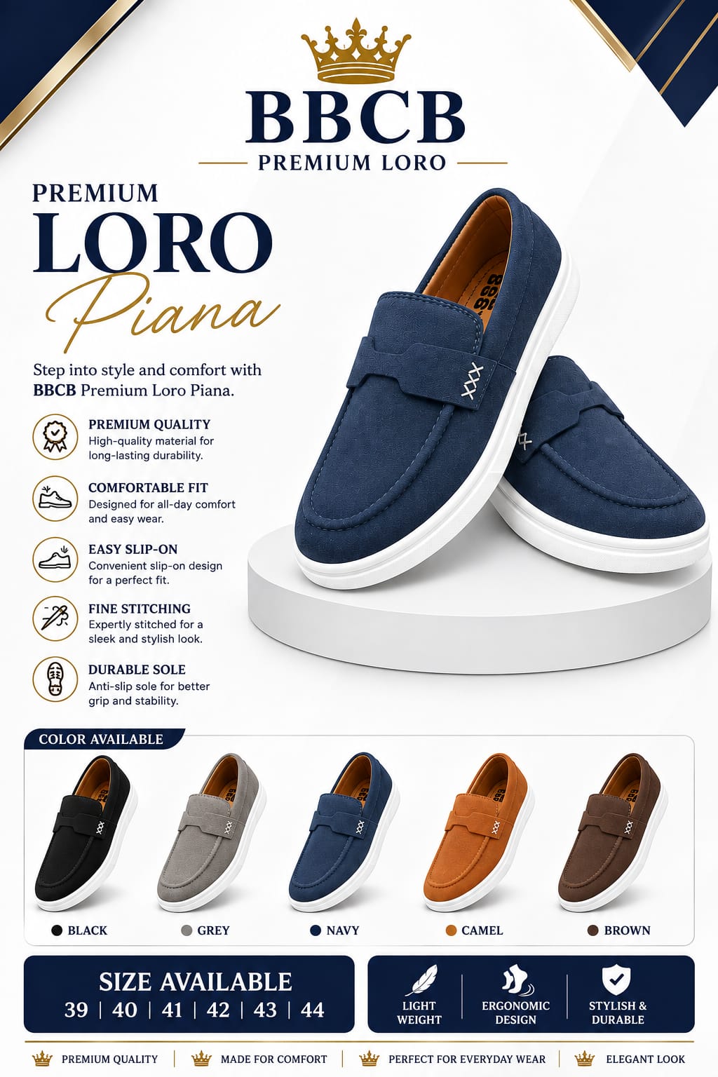 BBCB Premium Loro Piana Loafers – Azadi Sale | Premium Comfort & Elegant Style