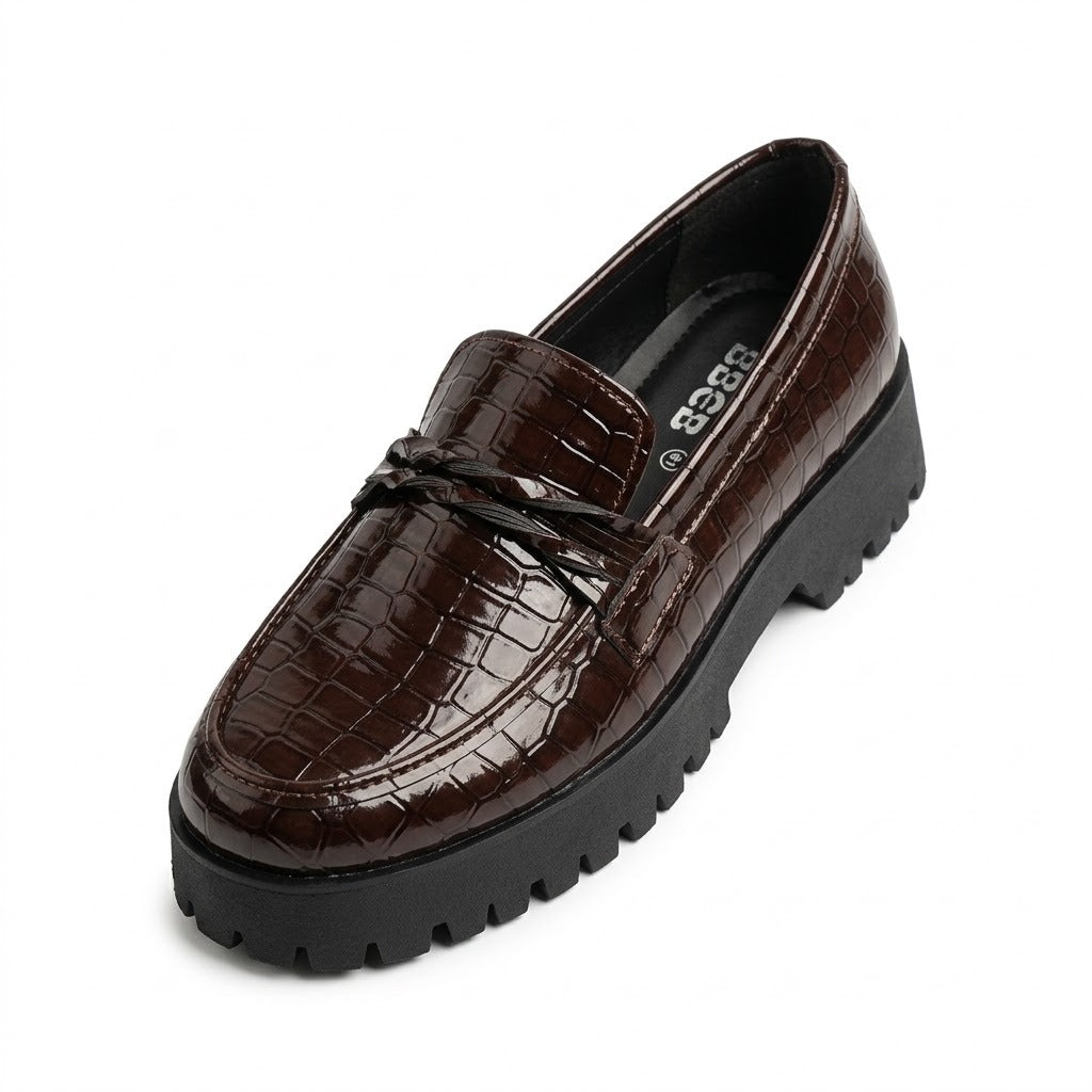 BBCB Men’s High Sole Shoes – Premium Crocodile Design | Brown & Black