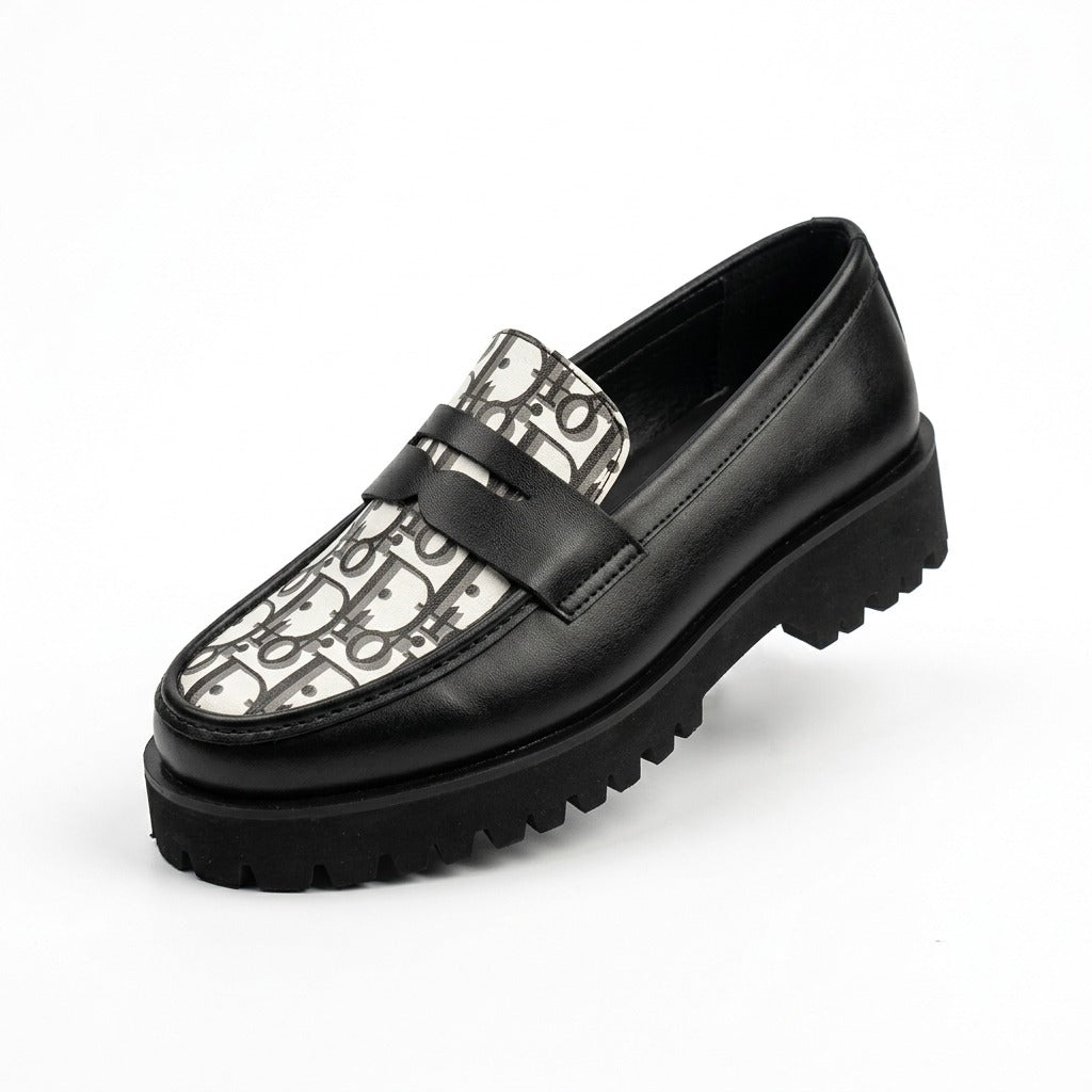 BBCB Premium Men’s Loafers – Black Printed Design | Stylish & Comfortable