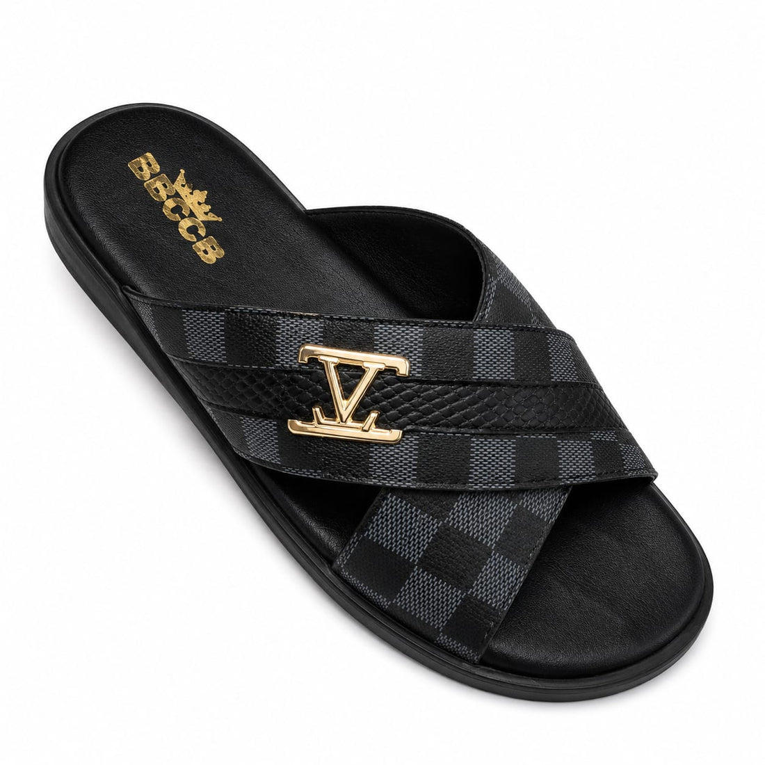 BBCB Premium Men’s Cross Strap Slide Sandals – Black & Brown