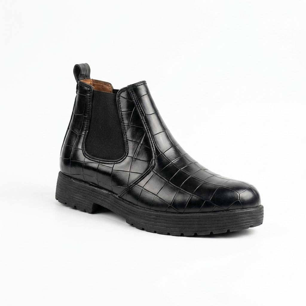 BBCB Premium Crocodile Embossed Leather Chelsea Boots – Handmade