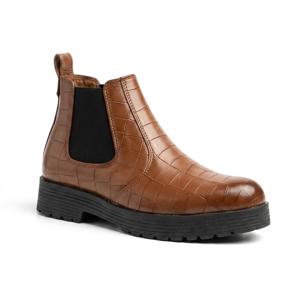 BBCB Premium Crocodile Embossed Leather Chelsea Boots – Handmade