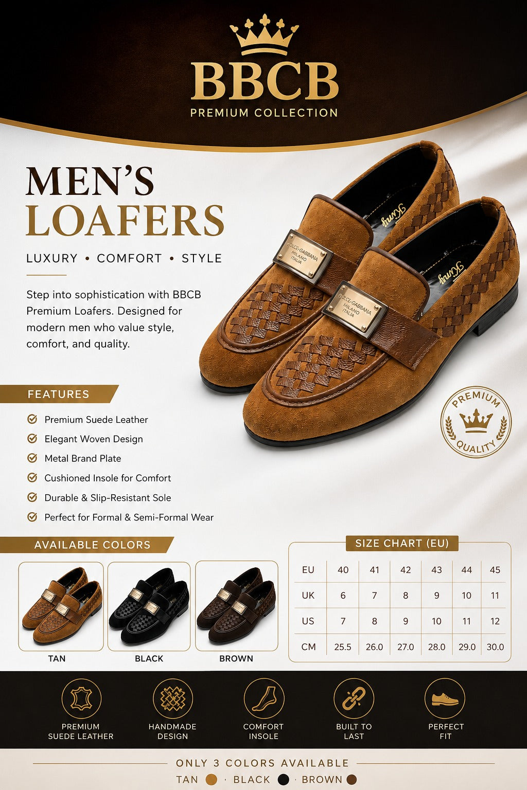 BBCB Premium Men’s Luxury Woven Leather Loafers – Comfort & Formal Style