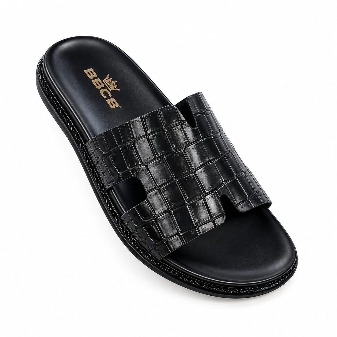 BBCB Premium Medicated Slides for Men – Luxury Crocodile Texture, Soft Comfort Footbed & Lightweight Design