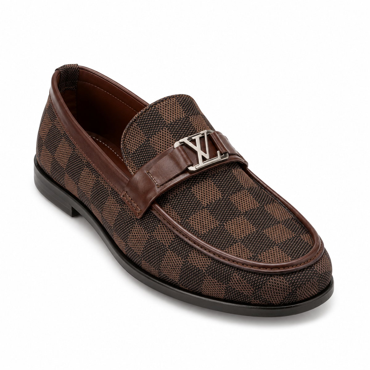 BBCB Premium Handmade Patterned Metal Logo Loafer – Black | Luxury Men’s Loafers