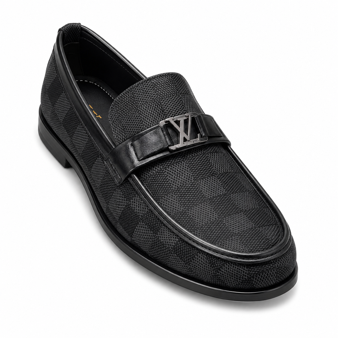 BBCB Premium Handmade Patterned Metal Logo Loafer – Black | Luxury Men’s Loafers