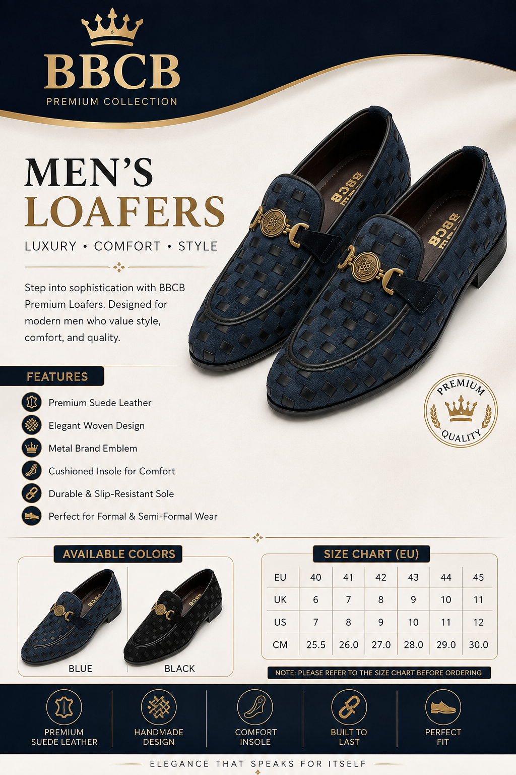 BBCB Premium Men’s Suede Woven Loafers – Luxury Formal Slip-On Shoes