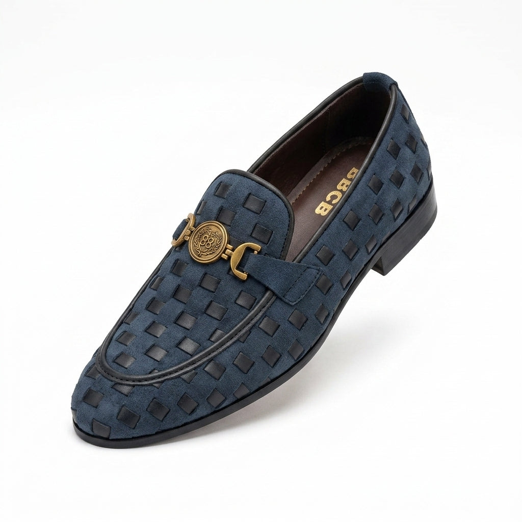 BBCB Premium Men’s Suede Woven Loafers – Luxury Formal Slip-On Shoes