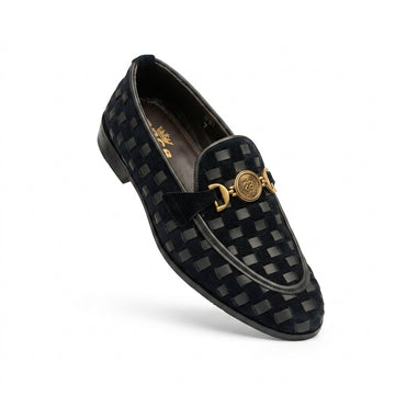 BBCB Premium Men’s Suede Woven Loafers – Luxury Formal Slip-On Shoes