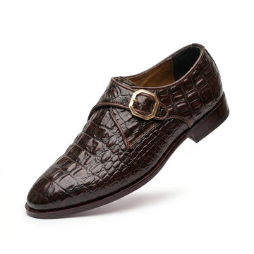 Premium Crocodile Monk Strap Formal Shoes for Men | BBCB Luxury Buckle Dress Shoes