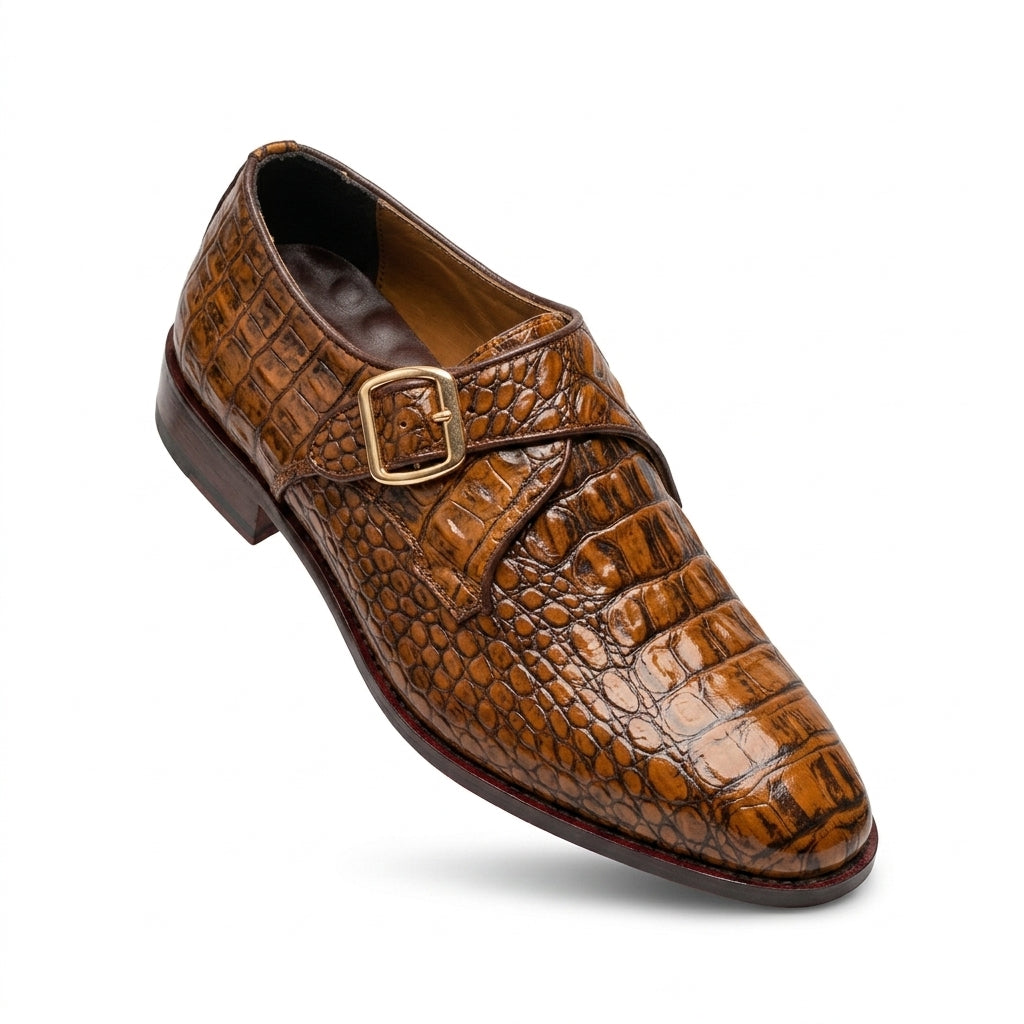 Premium Crocodile Monk Strap Formal Shoes for Men | BBCB Luxury Buckle Dress Shoes