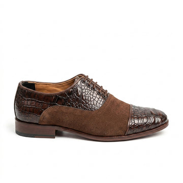 BBCB Premium Handmade Leather Shoes for Men – Textured Genuine Leather Lace-Up Formal Shoes | Brown