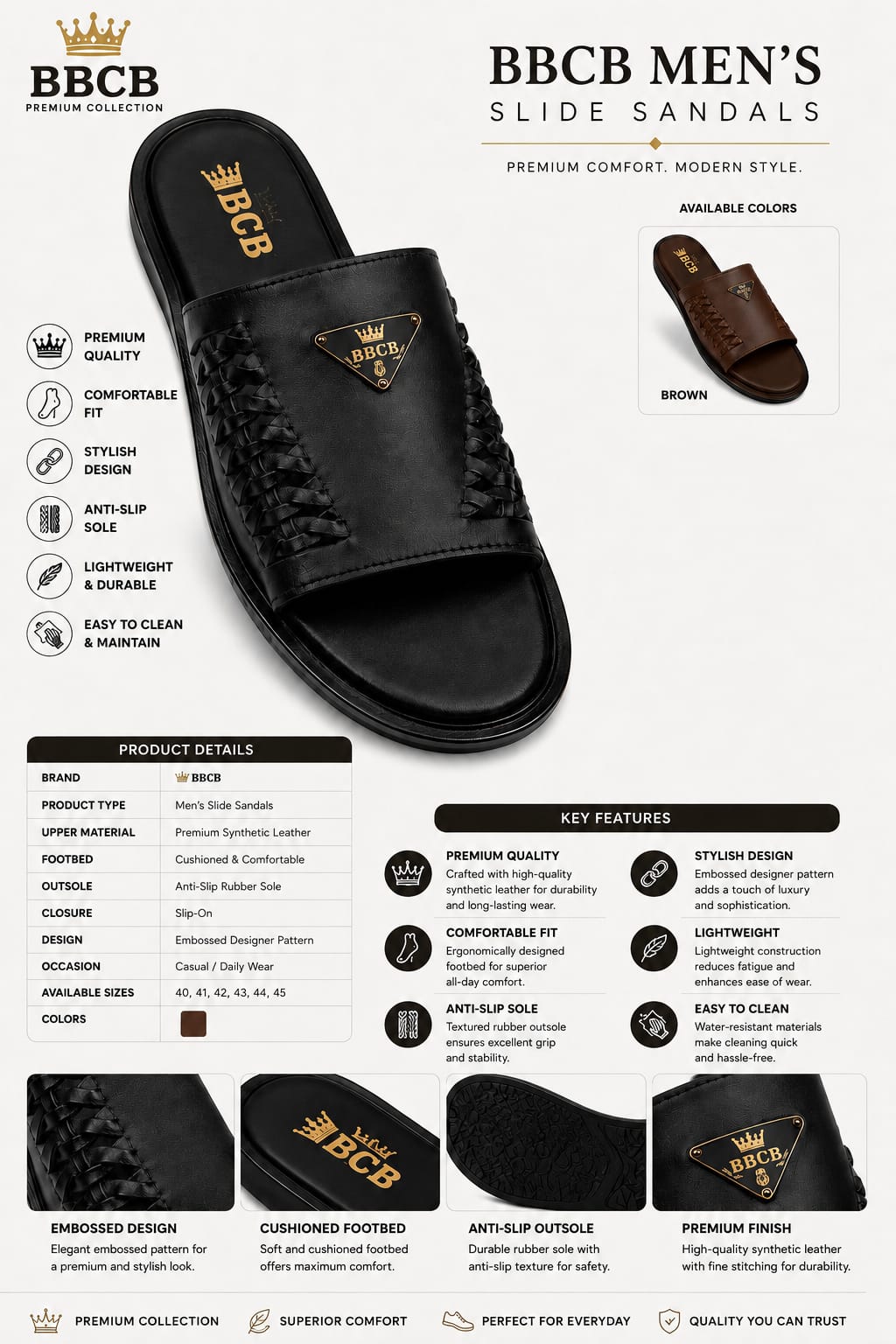 Parada Luxury Braided Leather Men's Slide Sandals – Premium Casual Comfort Slippers | Brown & Black
