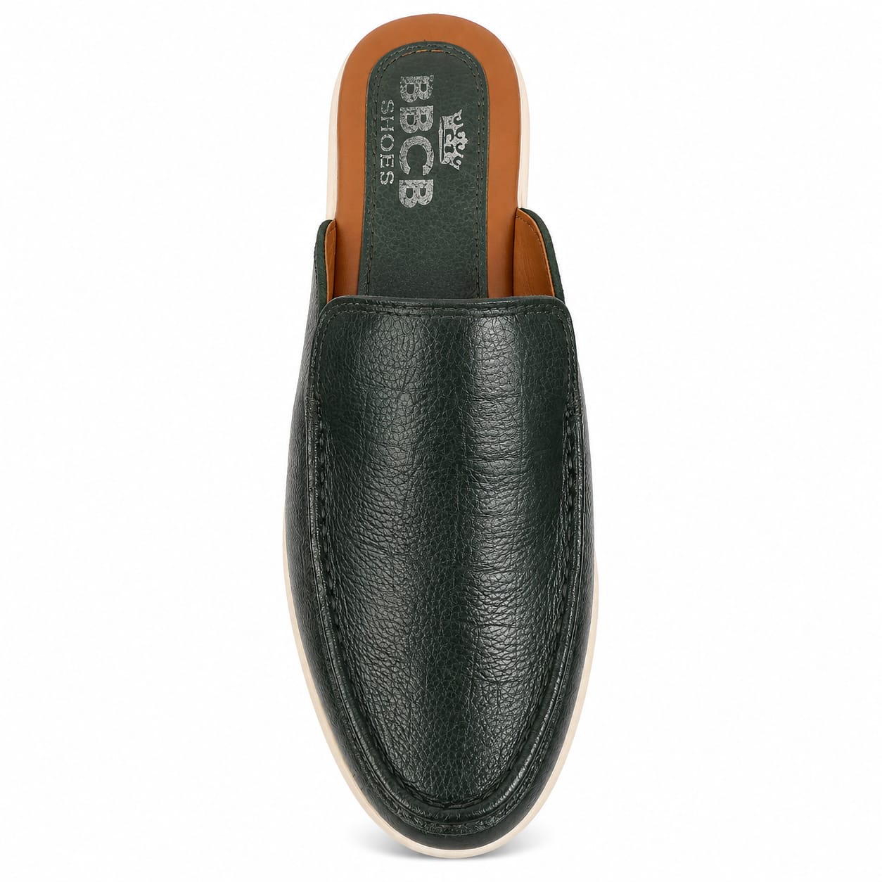 BBCB Premium Men's Black Leather Slip-On Mules – Soft Cushioned Casual Shoes
