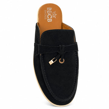 BBCB Premium Men's Black Suede Slip-On Mules – Soft Cushioned Casual Shoes