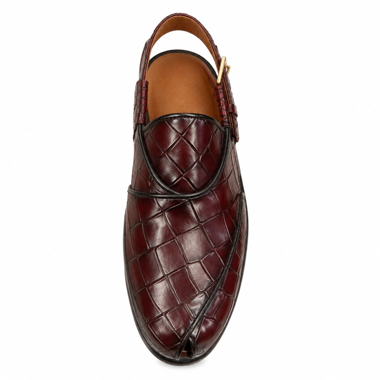 BBCB Men's Premium Handmade Leather Peshawari Sandals – Traditional Punjabi Style | Burgundy & Black