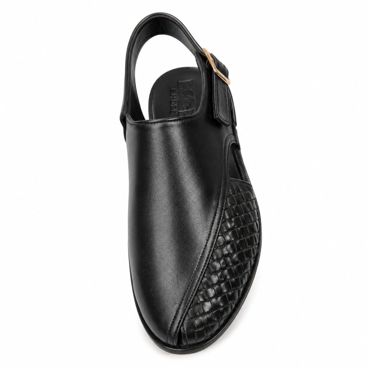 BBCB Handmade Premium Leather Peshawari Sandal for Men – Woven Design | Black & Brown