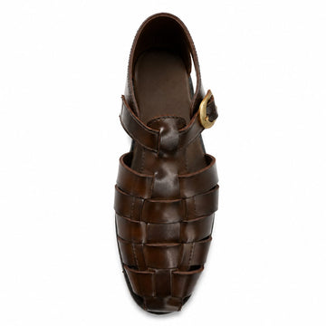 BBCB Premium Leather Romans Sandal for Men – Genuine Leather Buckle Sandals | Tan Brown & Dark Brown