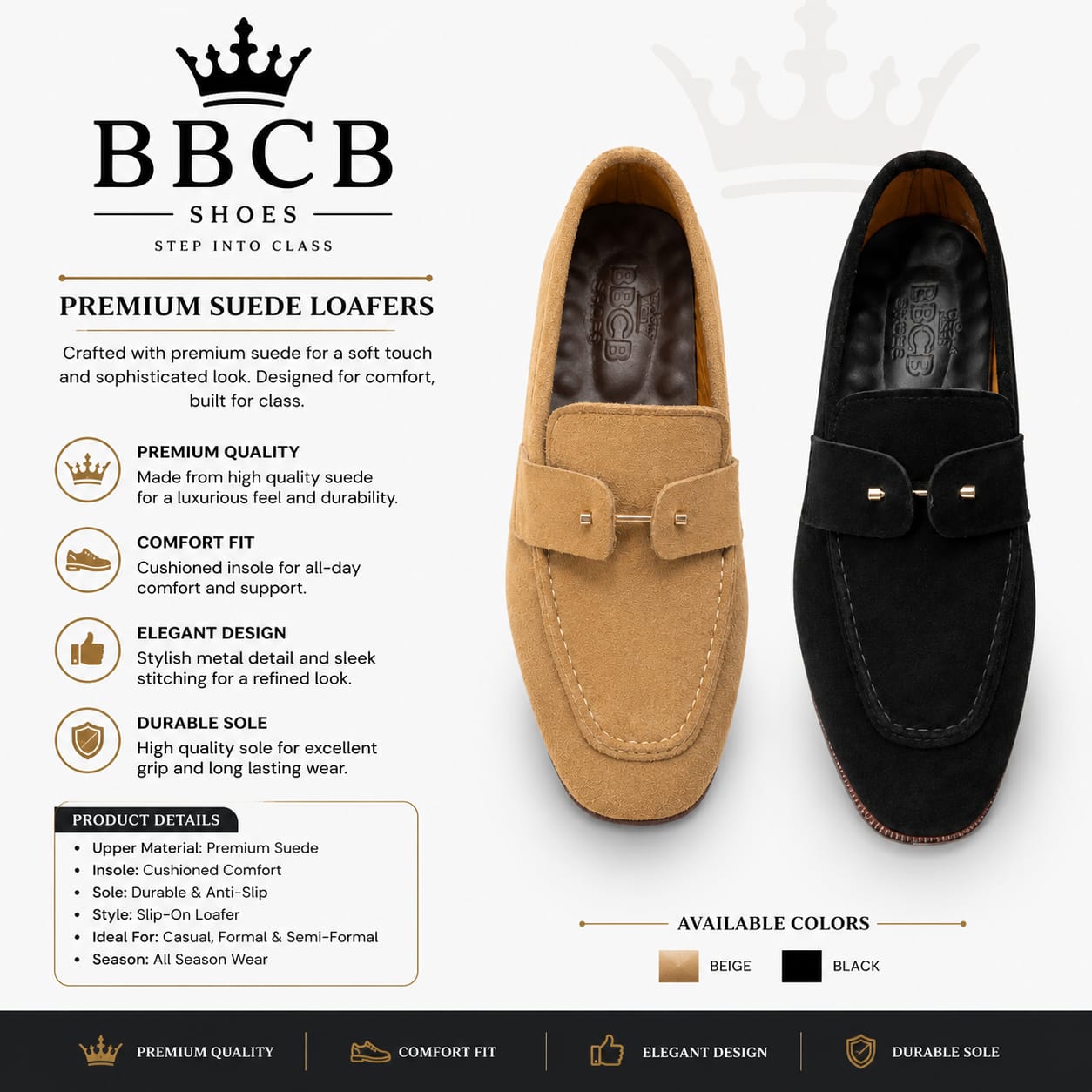 BBCB Premium Suede Loafers for Men – Slip-On Comfort Shoes | Casual, Formal & Semi-Formal