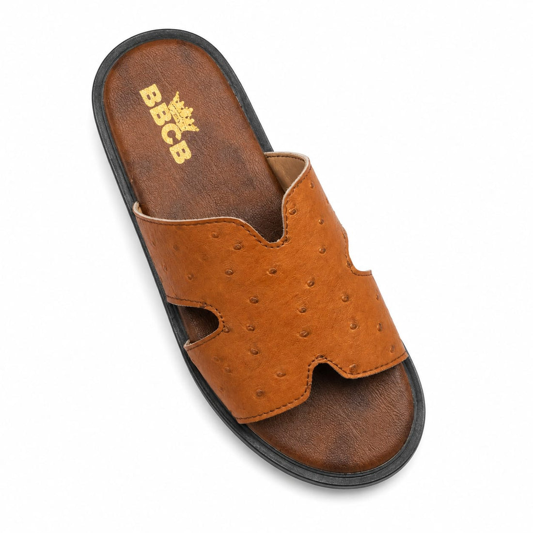BBCB Premium Men’s H-Style Slide Sandals – Tan & Dark Brown