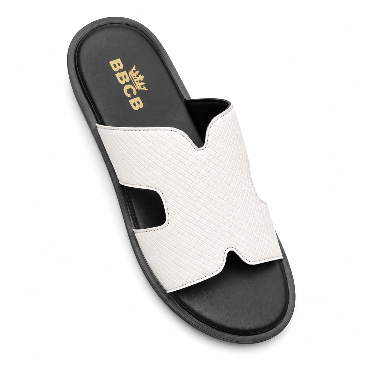 BBCB Premium Men’s H-Style Slide Sandals – White & Maroon