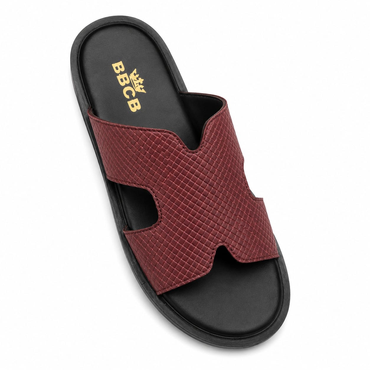 BBCB Premium Men’s H-Style Slide Sandals – White & Maroon