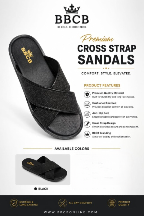 Premium Cross Strap Sandals for Men | Comfortable & Stylish Casual Slides