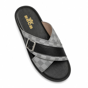 BBCB Premium Grey Cross Strap Sandals for Men – Luxury Style & All-Day Comfort
