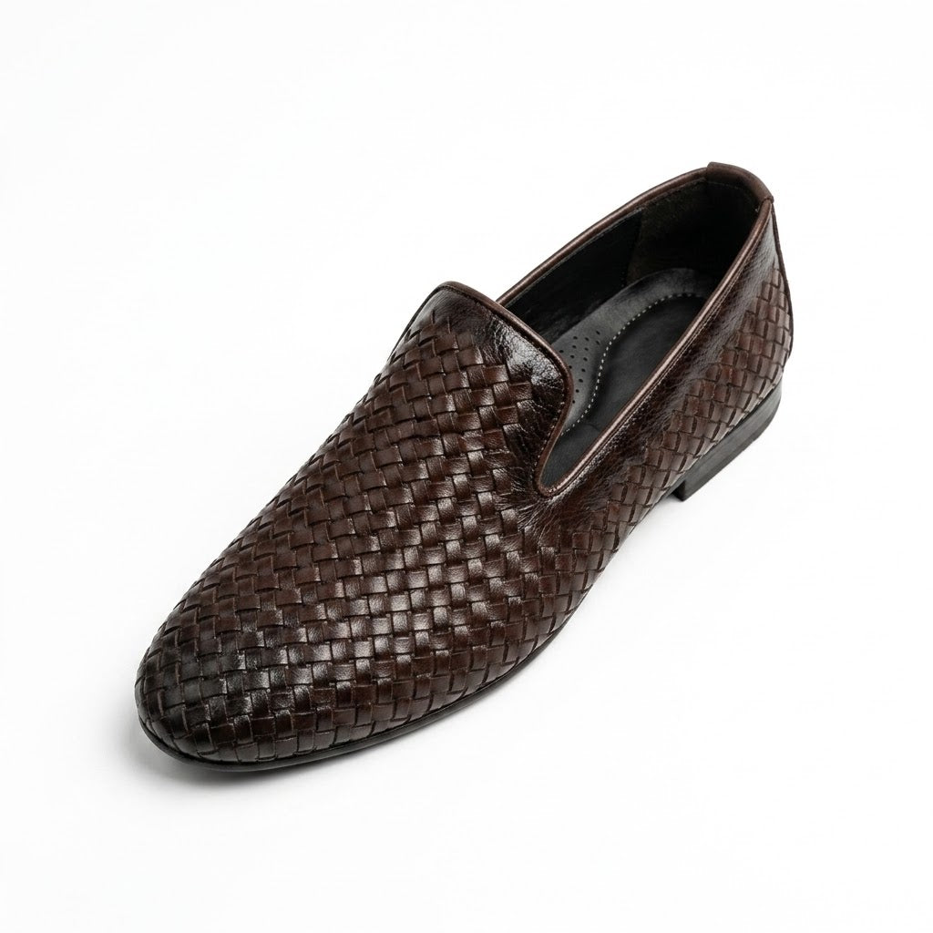 Premium Woven Leather Loafers for Men | BB﻿CB Slip-On Formal & Casual Shoes