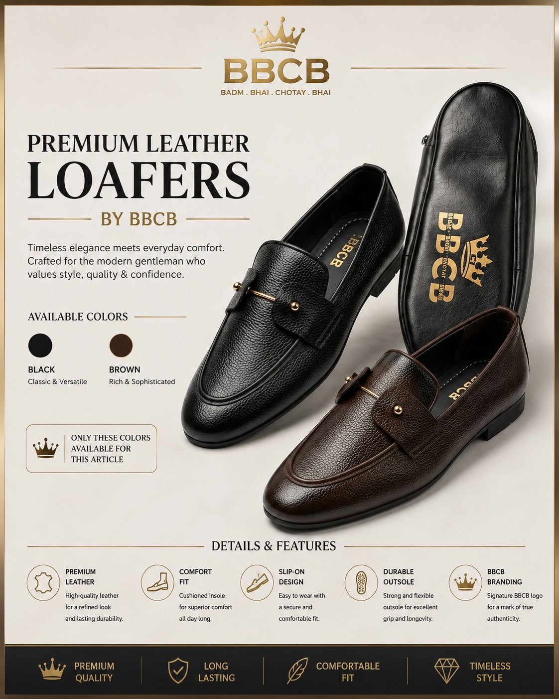 Premium Leather Loafers for Men | BBCB Slip-On Formal & Casual Shoes