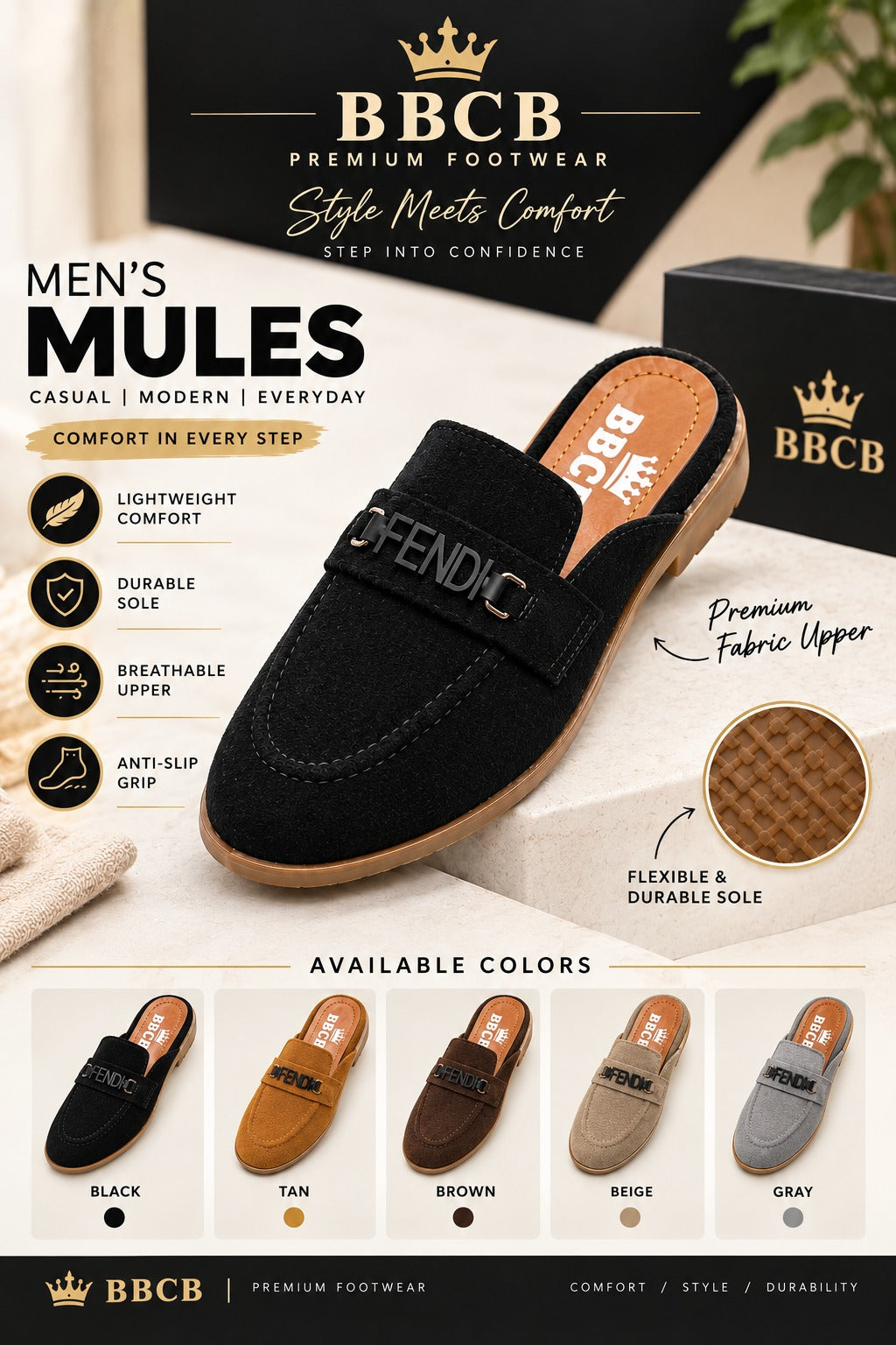 Men’s Premium Mules | Stylish Casual Slip-On Shoes | Lightweight & Comfortable Footwear
