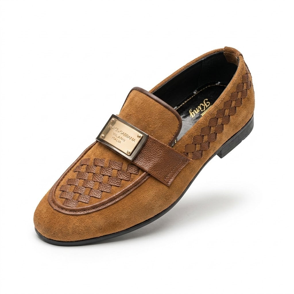 BBCB Premium Men’s Luxury Woven Leather Loafers – Comfort & Formal Style