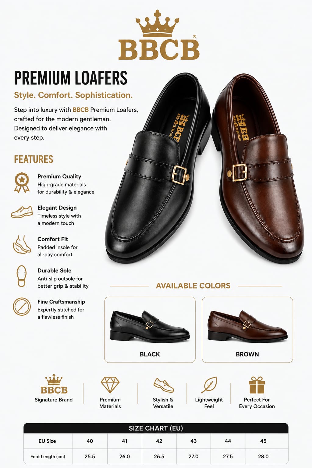 BBCB Premium Buckle Loafers – Classic Luxury Leather Loafers