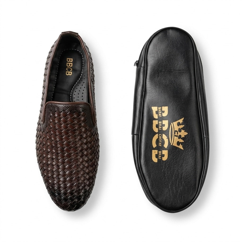 Premium Woven Leather Loafers for Men | BB﻿CB Slip-On Formal & Casual Shoes