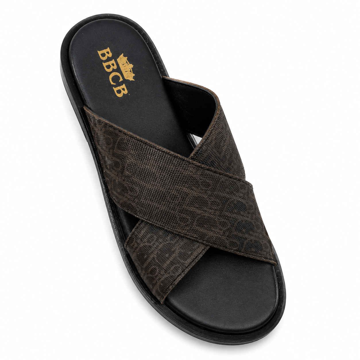 BBCB Premium Cross Strap Slide Sandals for Men – Luxury Cushioned Casual Slip-On Slippers