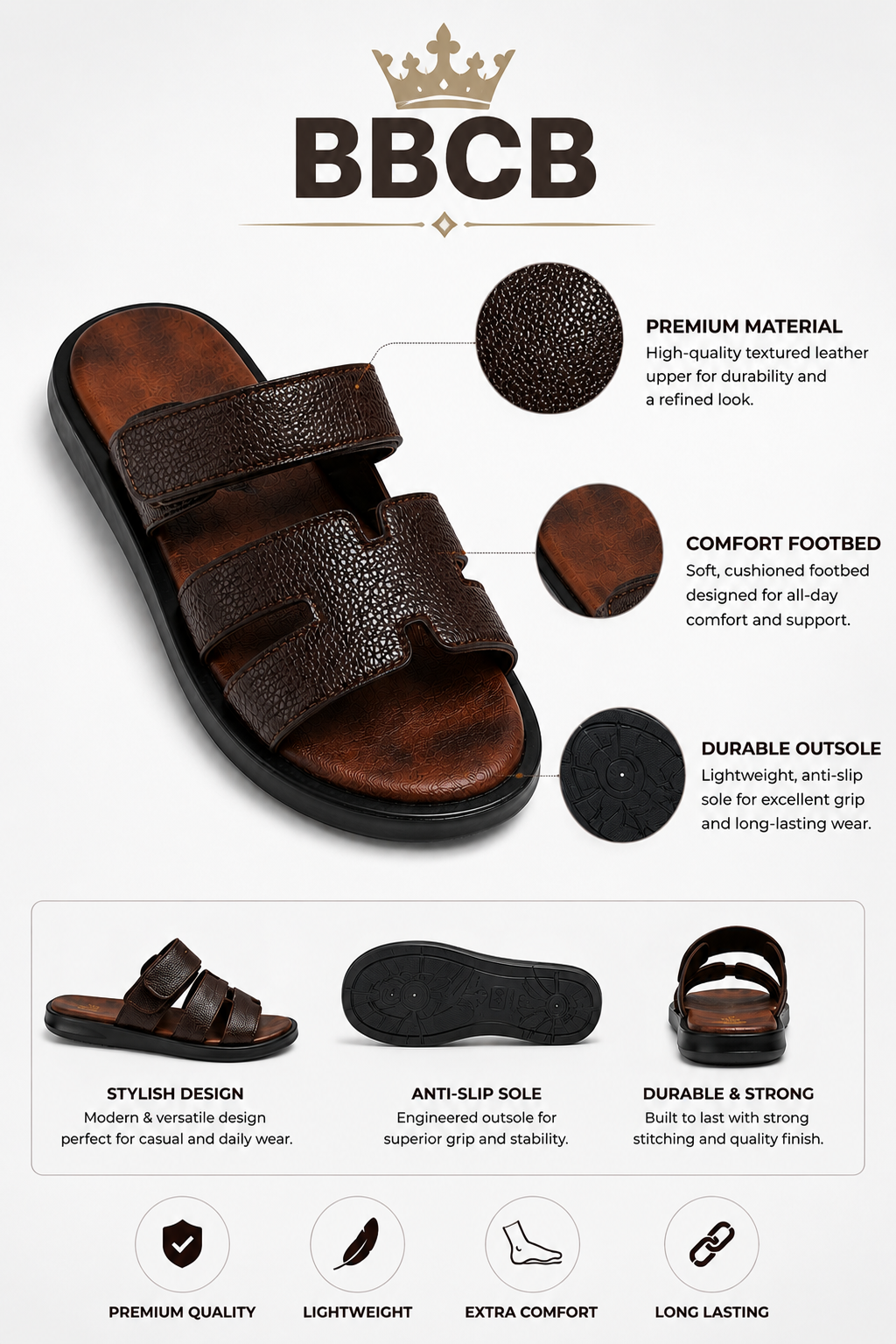 BBCB Premium Double Strap Comfort Sandals – Luxury Men's Casual Slides