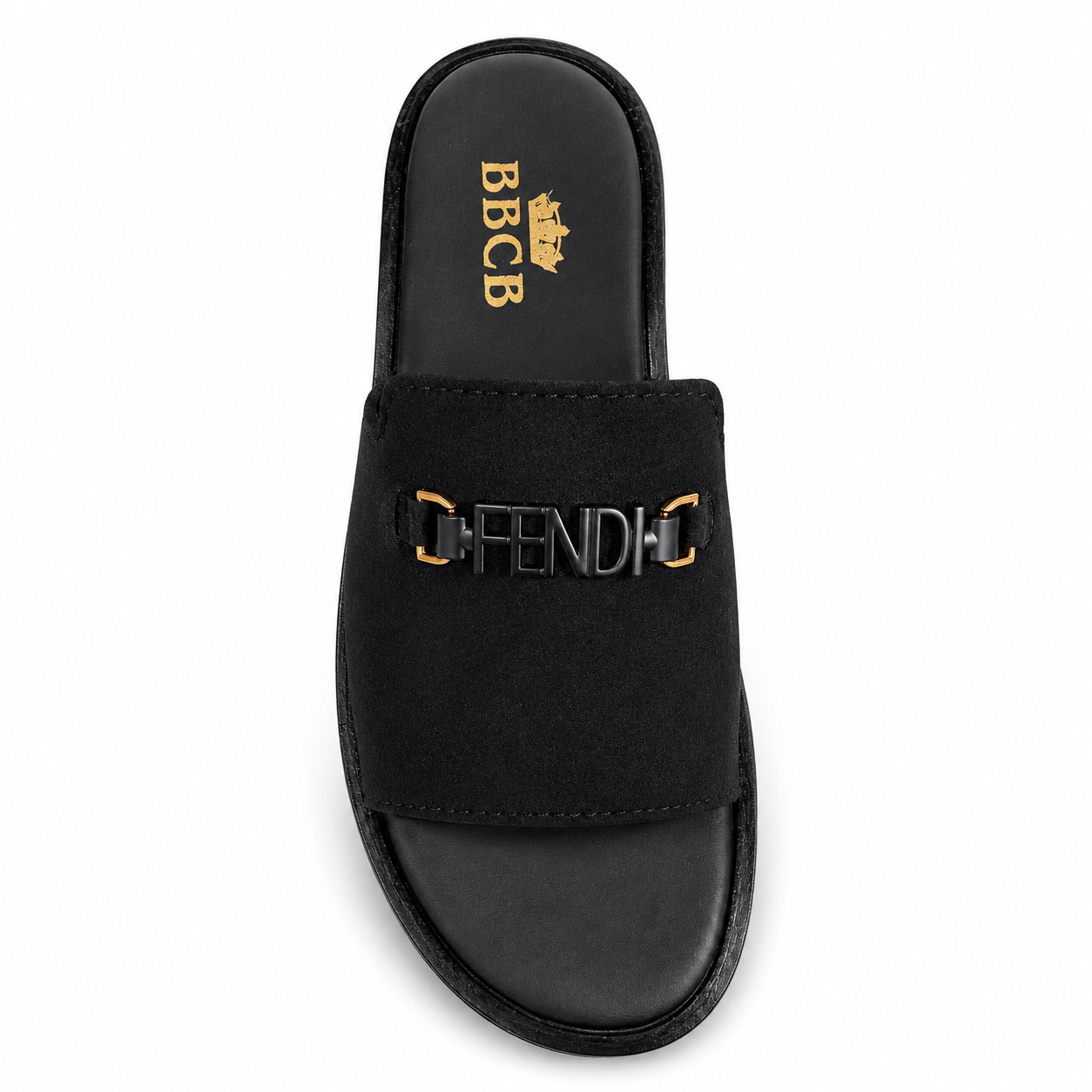 BBCB Premium Fabric Slide Sandals for Men – Luxury Cushioned Slip-On Casual Slippers (Black)