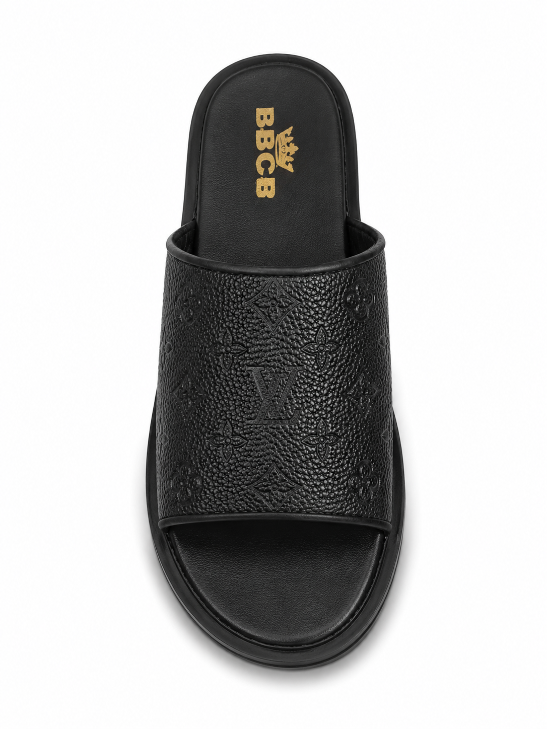 BBCB Men's Premium Slide Sandals – Embossed Comfort Slip-On Slippers | Brown, White & Olive