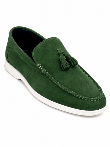 BBCB Premium Dark Green Suede Tassel Loafers for Men | Luxury Slip-On Casual & Formal Shoes