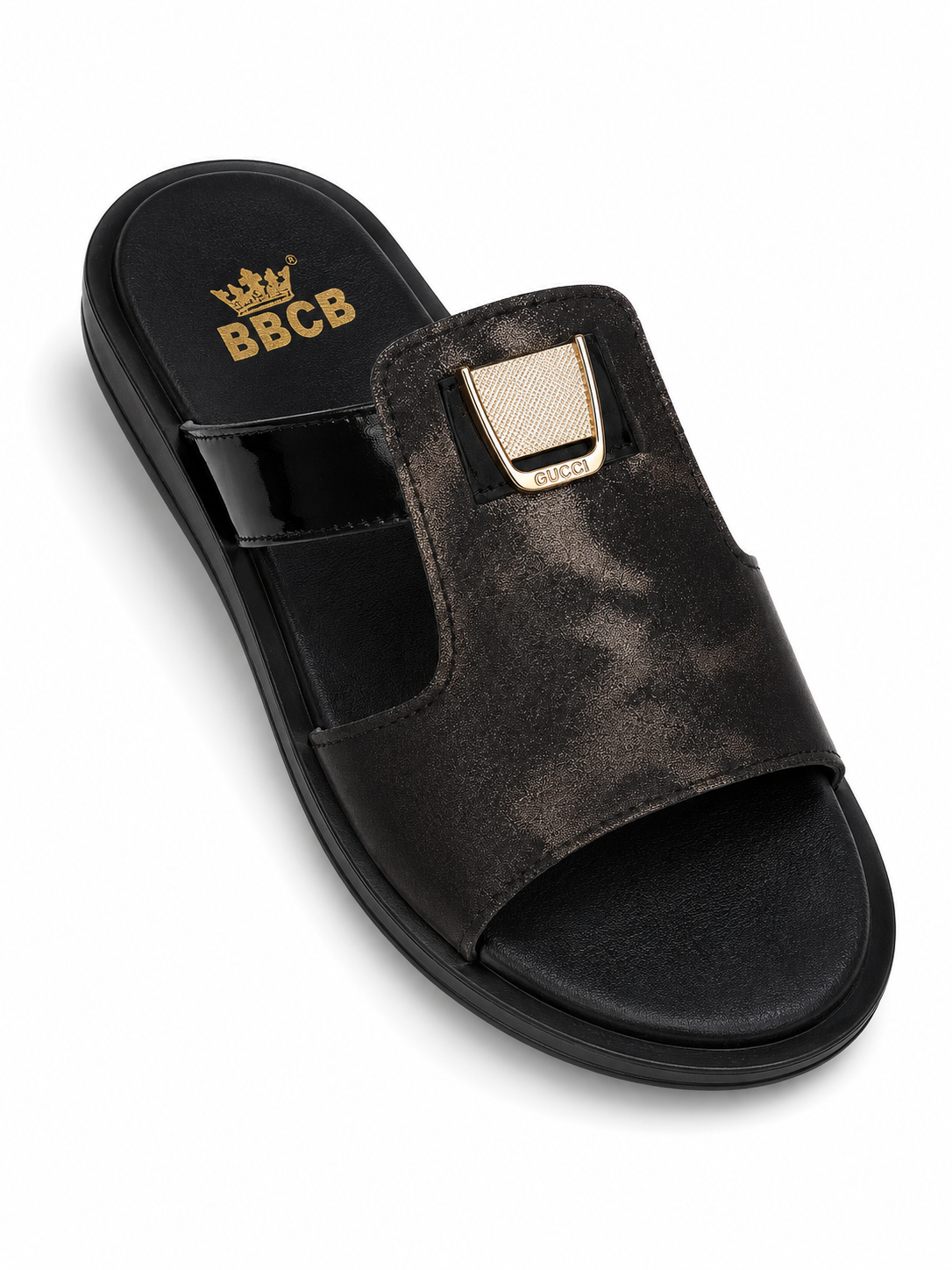 BBCB Premium Luxe Buckle Comfort Slide Sandals – Black Edition