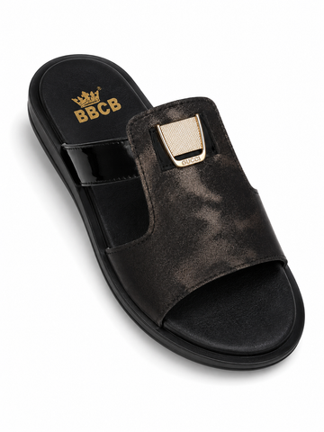 BBCB Premium Luxe Buckle Comfort Slide Sandals – Black Edition