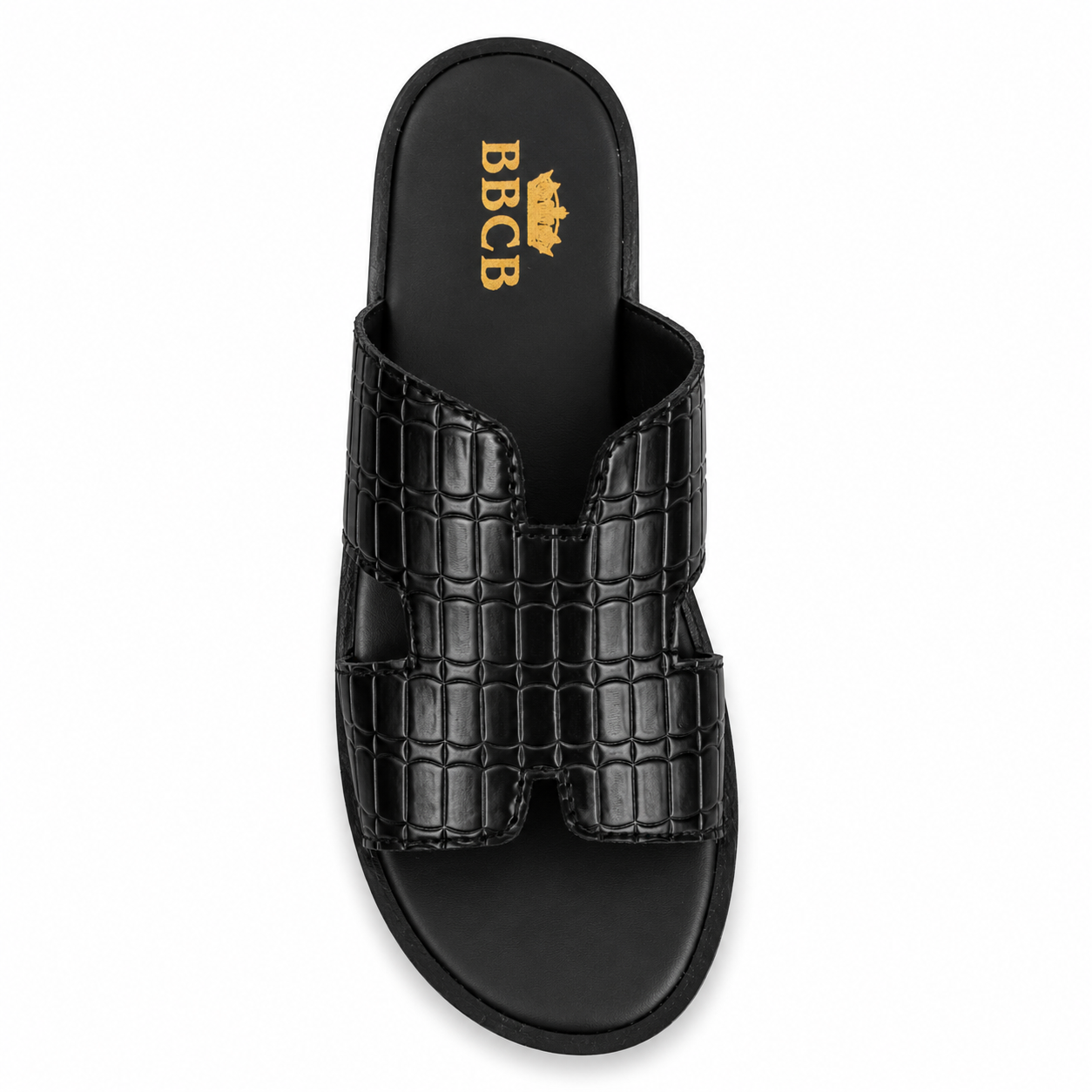 BBCB Premium Textured Slide Sandals for Men – Cushioned Slip-On Casual Slippers (Grey Blue)