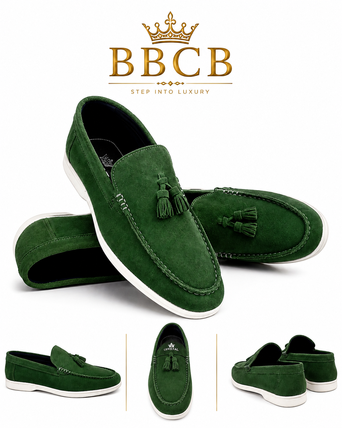 BBCB Premium Dark Green Suede Tassel Loafers for Men | Luxury Slip-On Casual & Formal Shoes