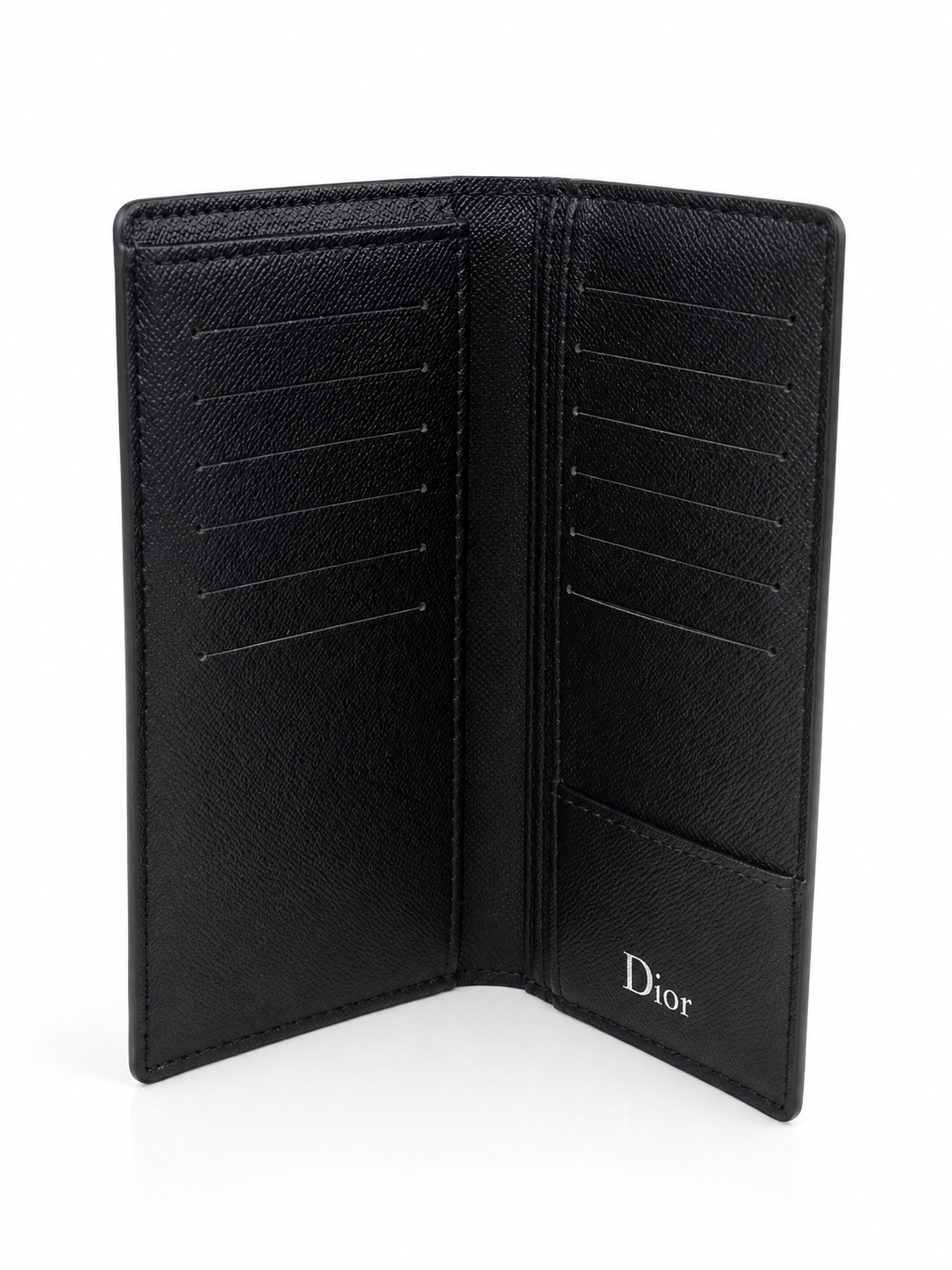 Dior Premium Genuine Leather Long Wallet for Men – Luxury Slim Bi-Fold Card Holder with Gift Box (Black)