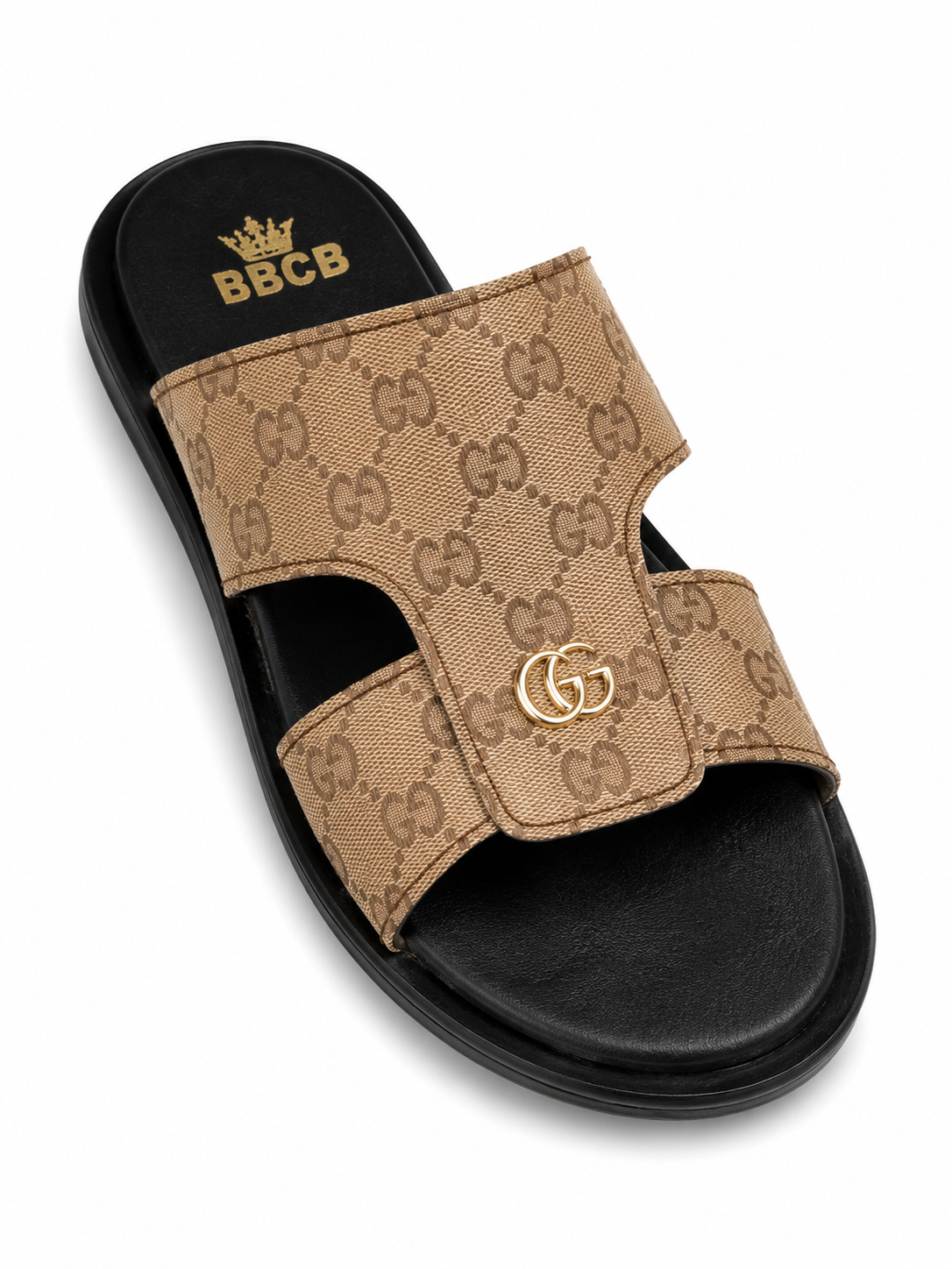 BBCB Premium Luxury Monogram Men's Slide Sandals | Soft Comfort Footbed | Anti-Slip Casual Slippers