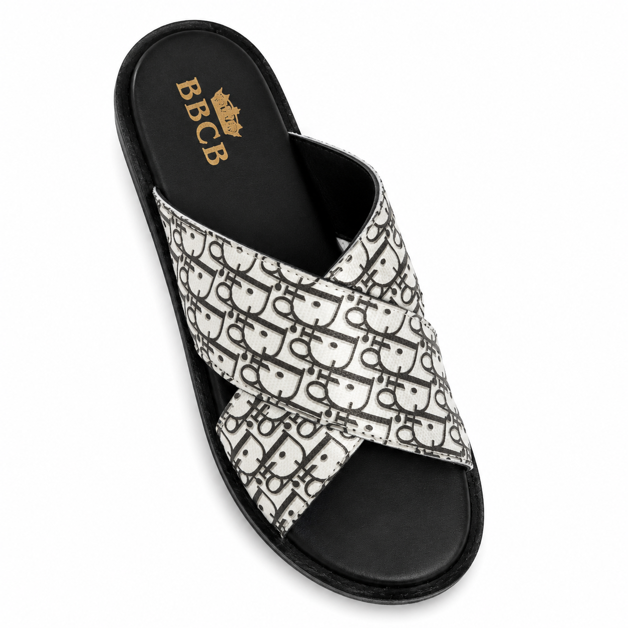 BBCB Premium Cross Strap Slide Sandals for Men – Luxury Cushioned Casual Slip-On Slippers